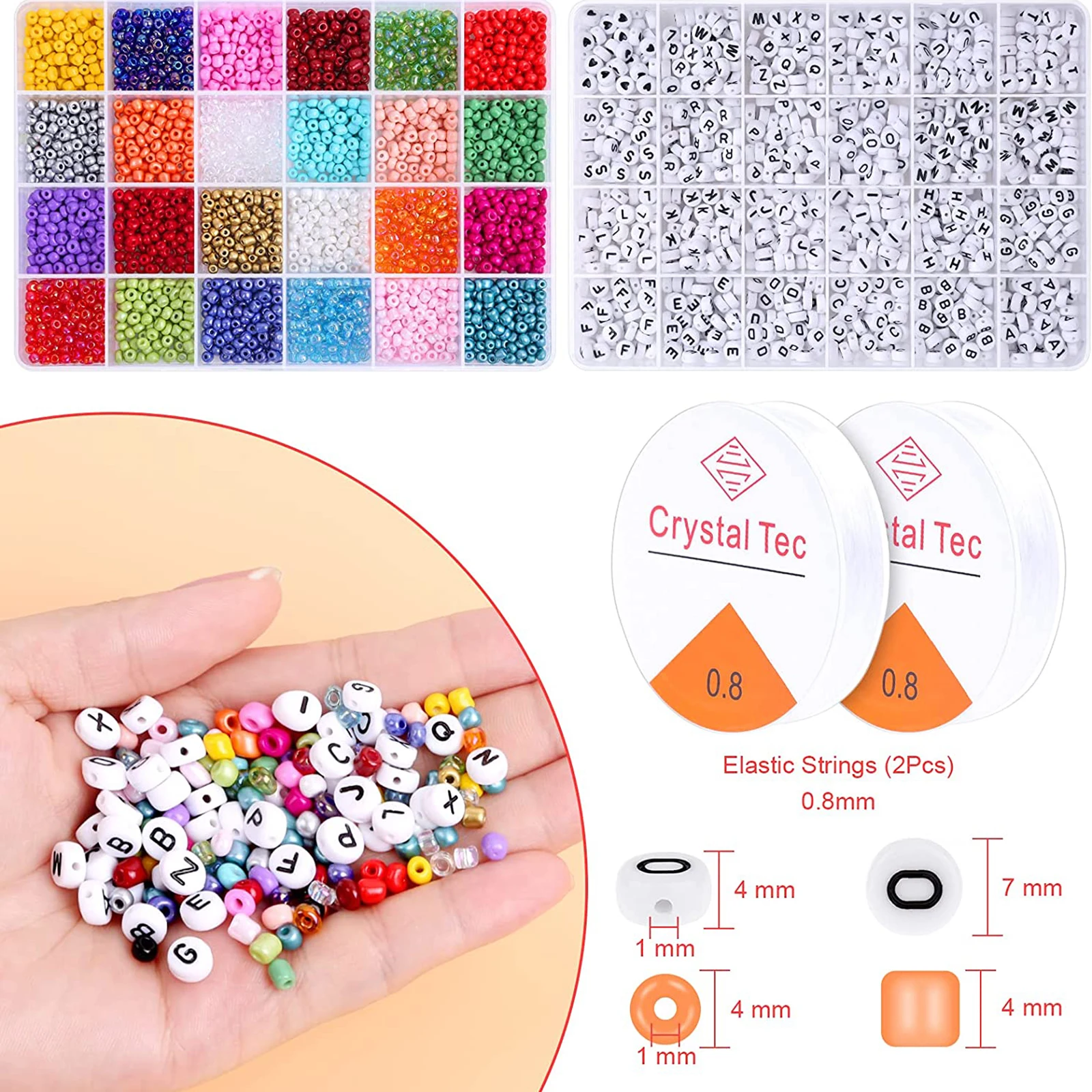 

Набор бусин для рукоделия 4000 шт., женская модель 4 мм с эластичными нитями