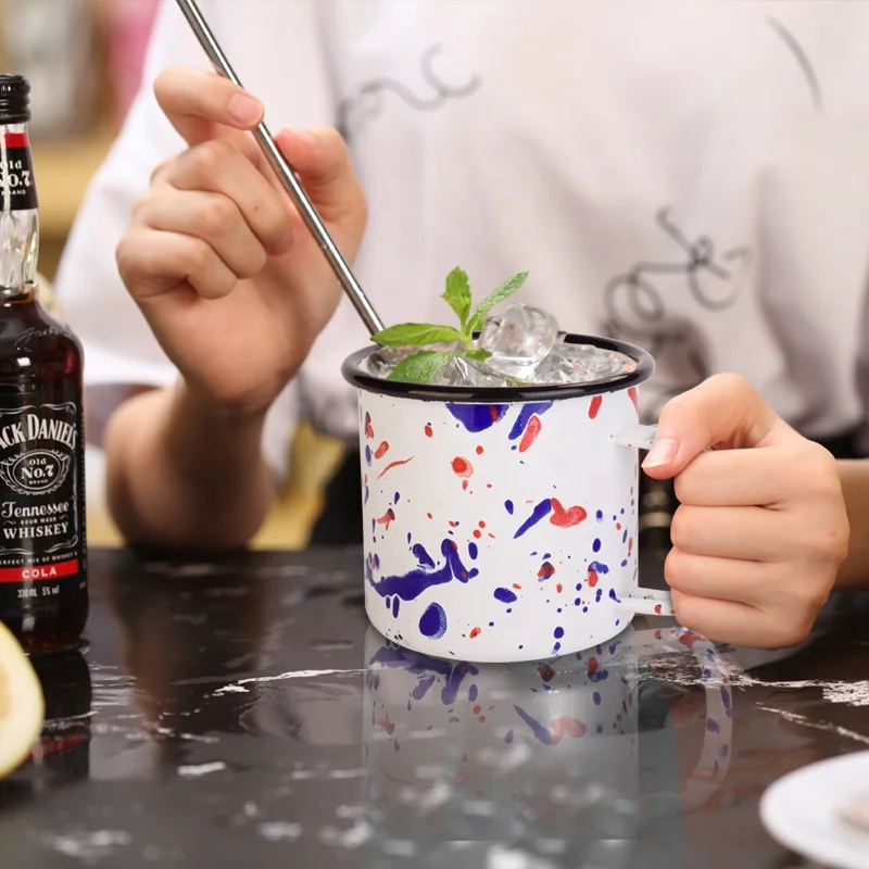 Печать дешевый металл под заказ эмаль походная кофейная кружка с ручкой|Кружки| |