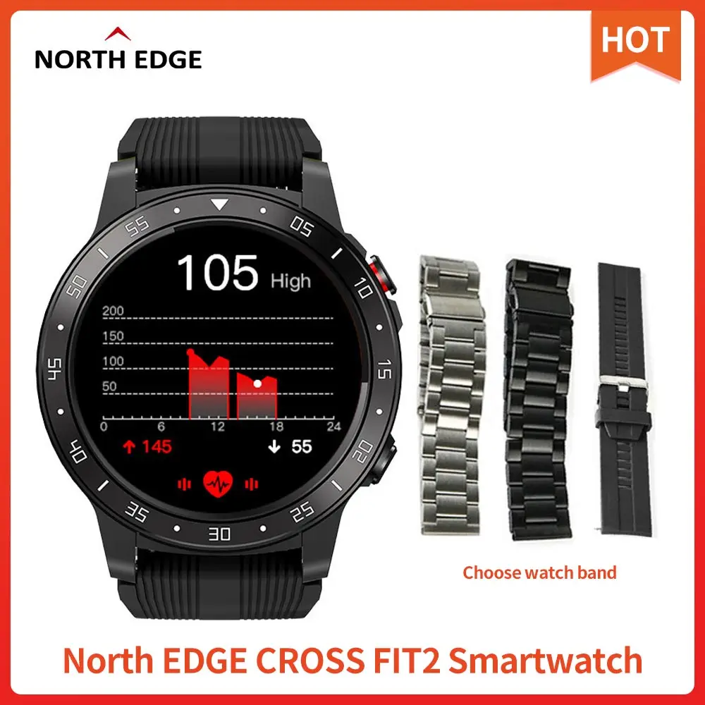 Bussola originale North EDGE GPS Smart Watch bussola atmosferica BT chiamata orologio sportivo Monitor altitudine Cross Fit 2 Smartwatch FIT2