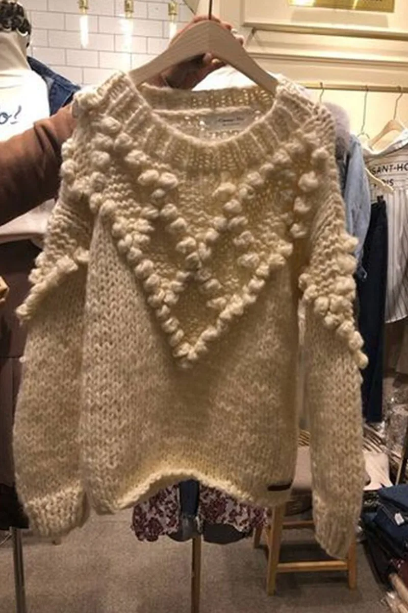 Neploe, осенне-зимний свитер с меховым помпоном, корейский Повседневный пуловер, джемпер, Модная вязаная одежда с длинным рукавом, топы, Pull Femme 55361