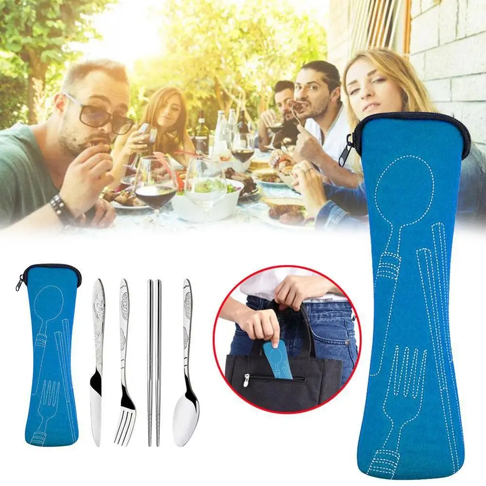 4 шт./компл. вилка из нержавеющей стали ложка палочки для еды портативные походные