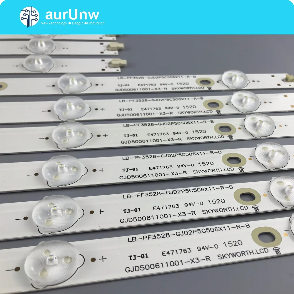 

12PCS/set New LED Strip For AOC TV LD50V02S T5002S LE50D1452 50PFF3655/T3 GJD500611002-X2-L-R LB-PF3528-GJD2P5C506X11-R-B