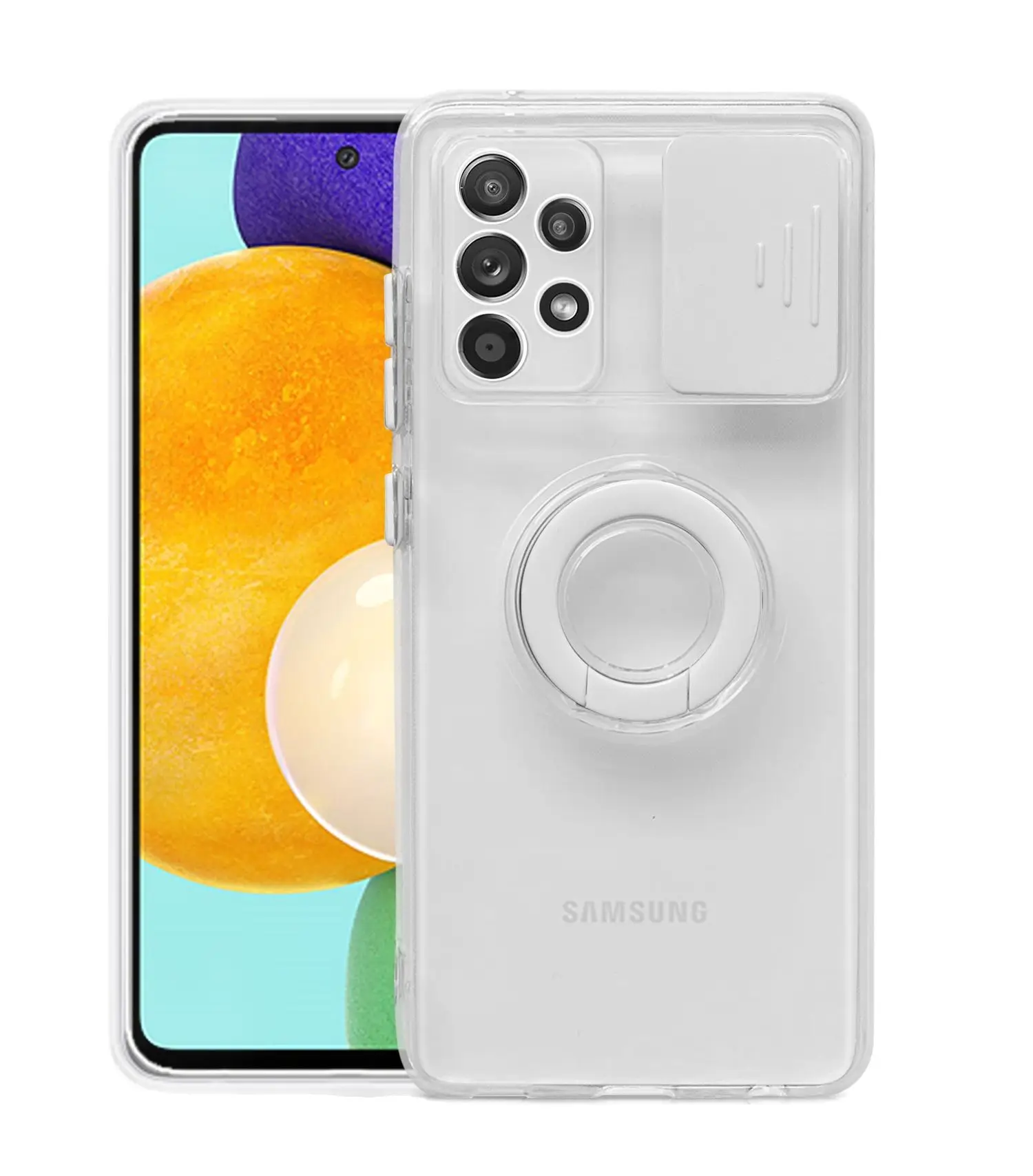 

Phone Case For Samsung Galaxy A12 A32 A52 A72 S21 A02S Plus Ultra 4G 5G Fashion Colors Bracket Transparent Lens Protection Cover