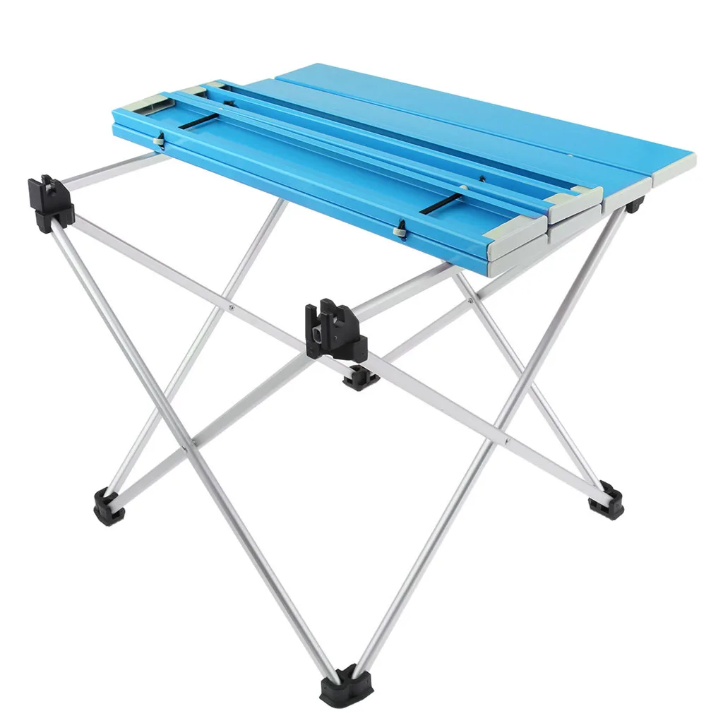 Blue 39.5x35x32cm 3 Открытый алюминиевый складной стол для пикника, кемпинга, Сверхлегкий компактный размер с сумкой для хранения для рыбалки на заднем дворе - Цвет: Blue 39.5x35x32cm 3