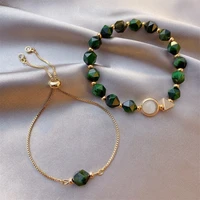 high quality new creativity light luxury green gem bracelet korean simple personality niche design bracelet adjustable