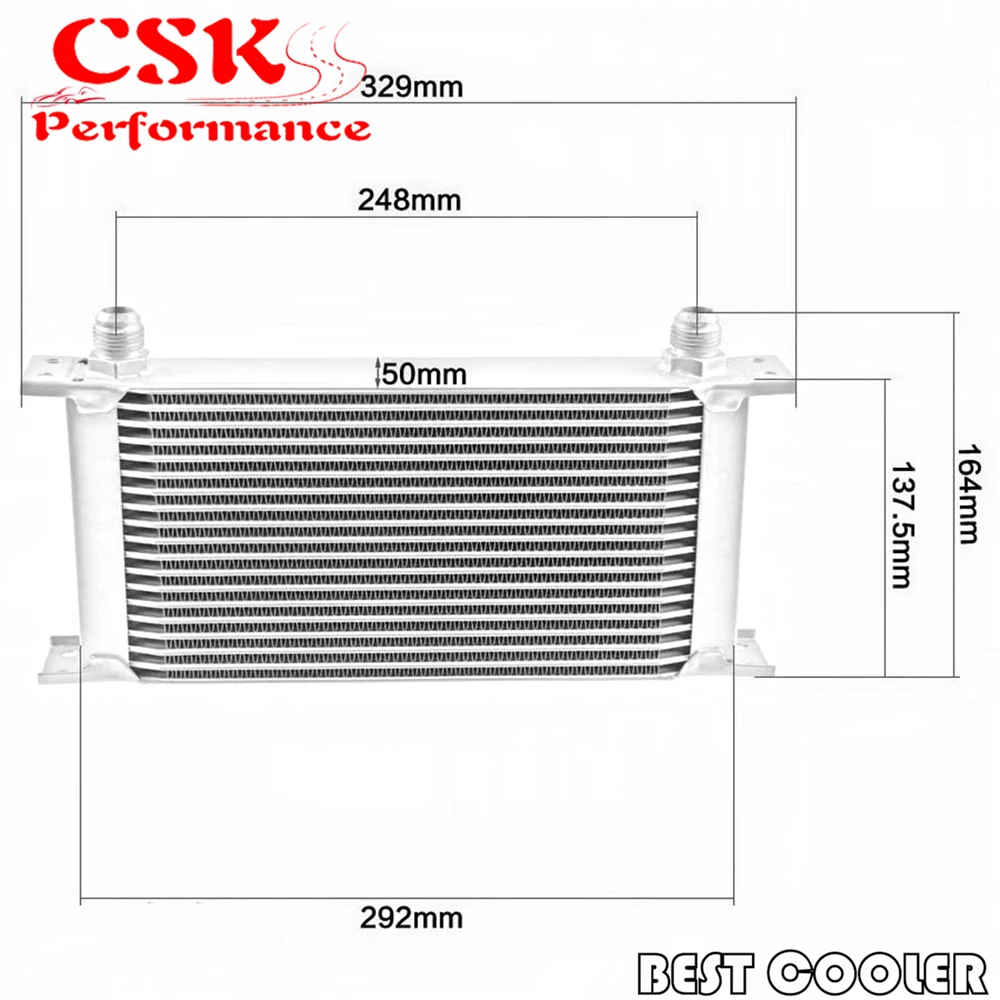 

19 Row Engine Oil Cooler Kit AN10 Thermostat Sandwich Plate + Oil Lines Kit Black / Silver