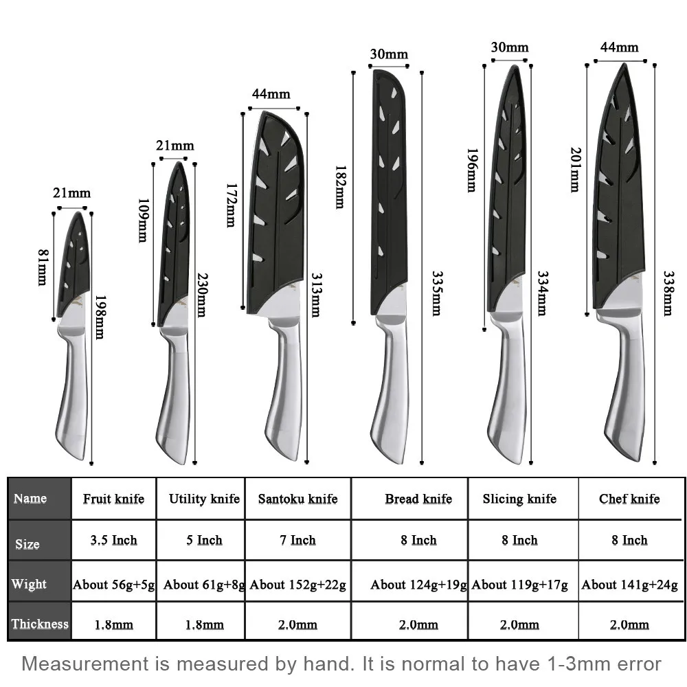 XYj 7cr17 набор кухонных ножей из нержавеющей стали, фруктовый нож Santoku, нож для нарезки хлеба, нож для приготовления пищи, цельные ножи