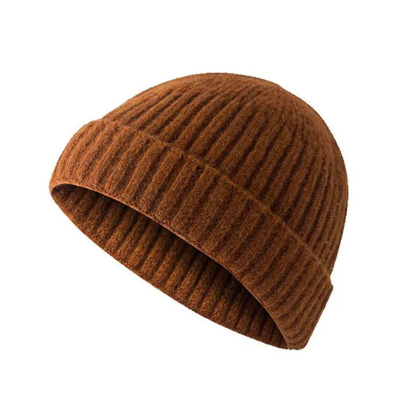 Unisex Men Women Rollup Trim Warm Ribbed Knitted Skull Cap Brimless Elastic Casual Beanie Melon Hat Turn Ski Fisherman | Аксессуары для