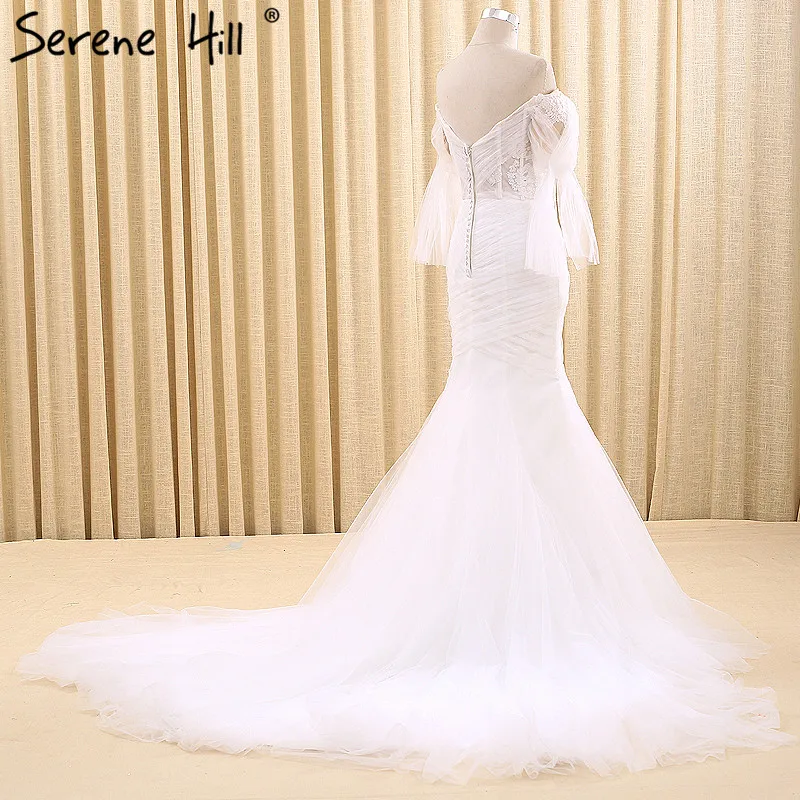 Длинное свадебное платье Русалочки белое с аппликацией из фатина сексуальное