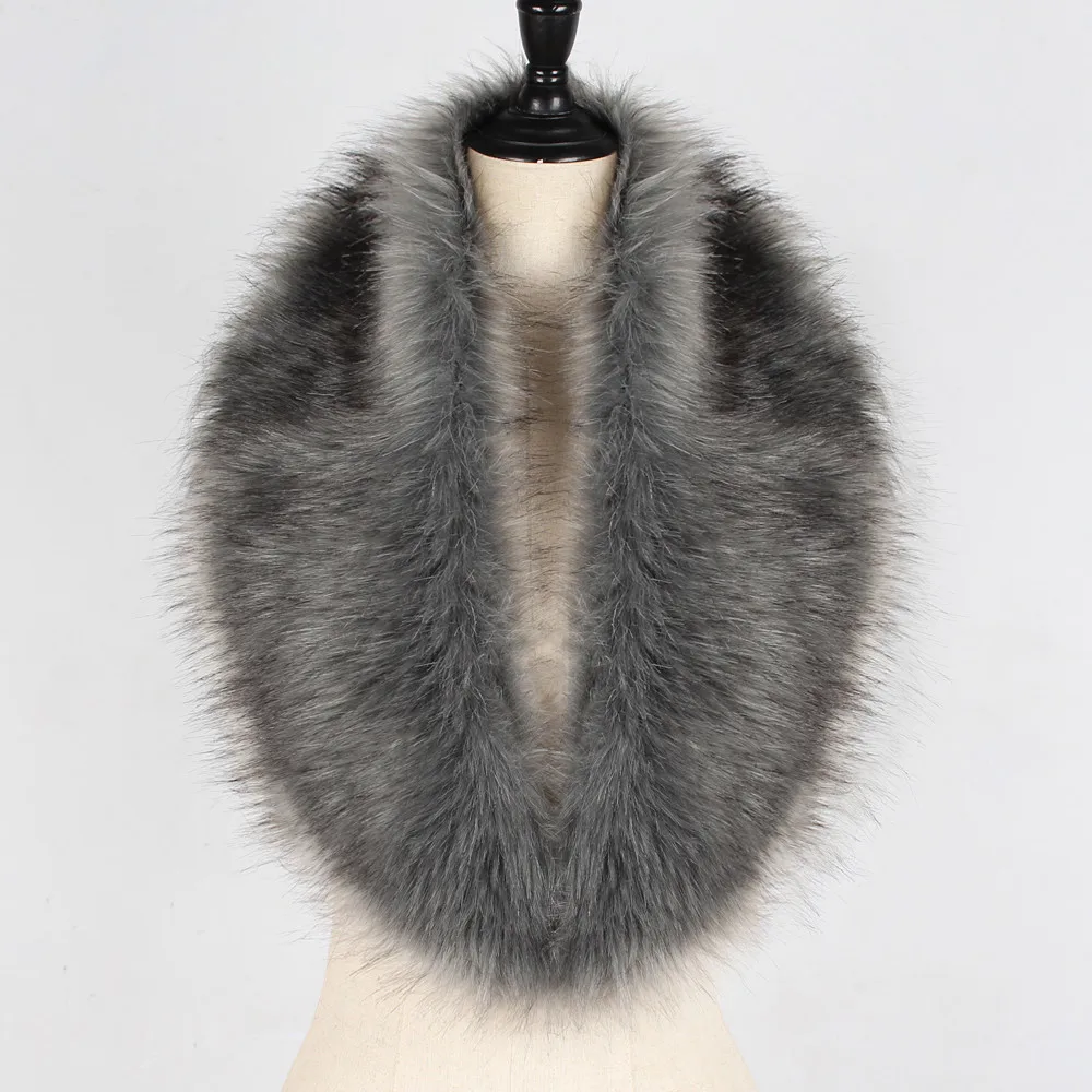 Женский шарф с воротником из искусственного меха зимний теплый шалью зима 2020