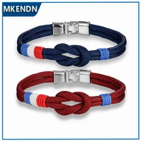 mkendn fashion country french flag bracelet sport camping parachute cord men women infinity rope chain bracelet friendship gifts