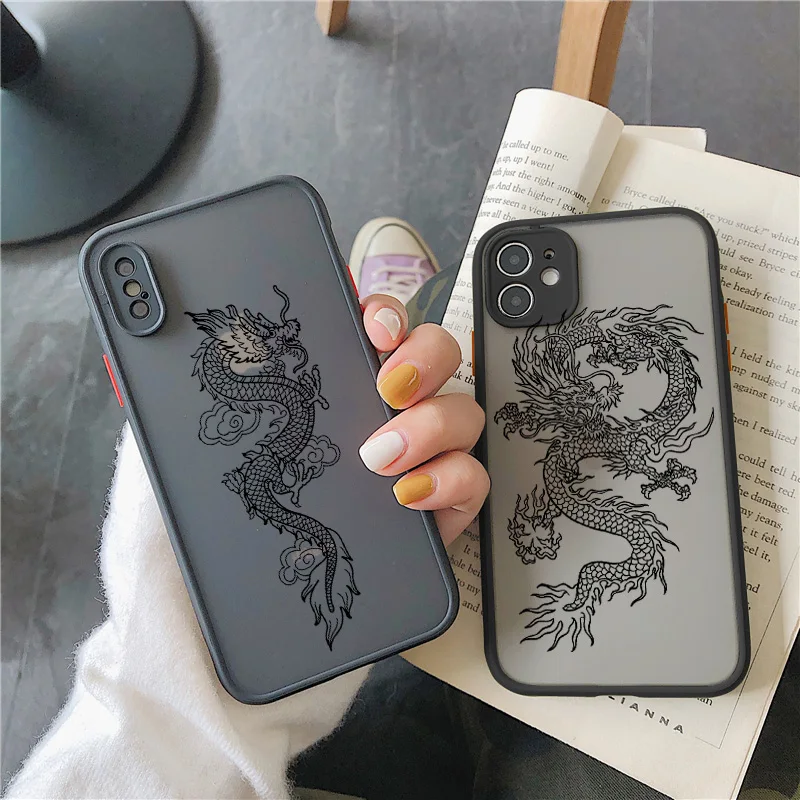 black dragon phone case for iphone 11 7 8 plus x xr xs 12 13 pro max plus se 2020 fashion animal hard pc back cover funda shell free global shipping