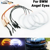led angel eyes halo rings kit for bmw e90 e91 e46 sedan non projector headlight cars 2x131mm2x106mm amber white car styling