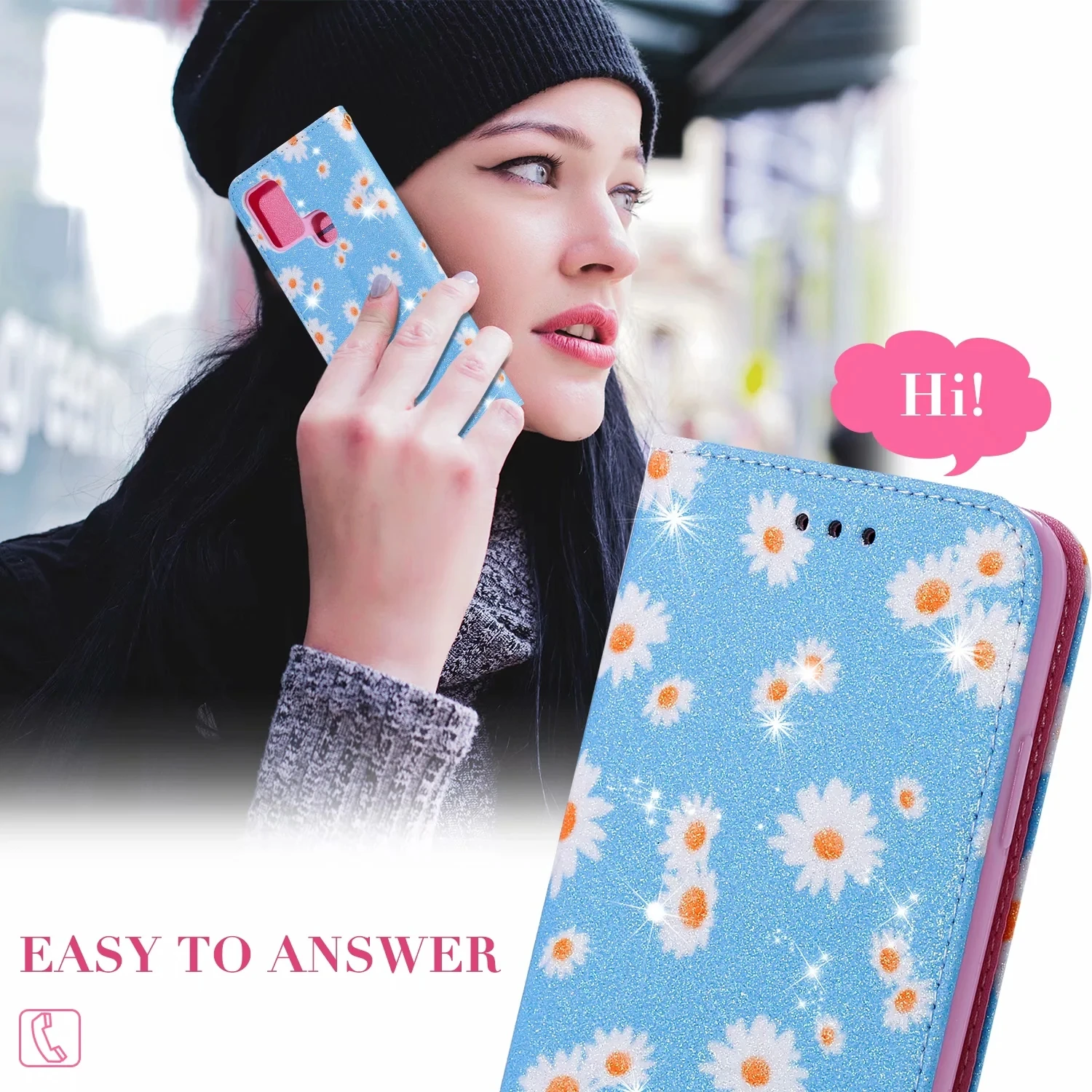 

Phone case For Samsung Galaxy A21S M21 M31 M30s A50 A30 A10 Note 20 Ultra 10 lite S10 S20 FE A71 A51 Leather daisy flower Cover