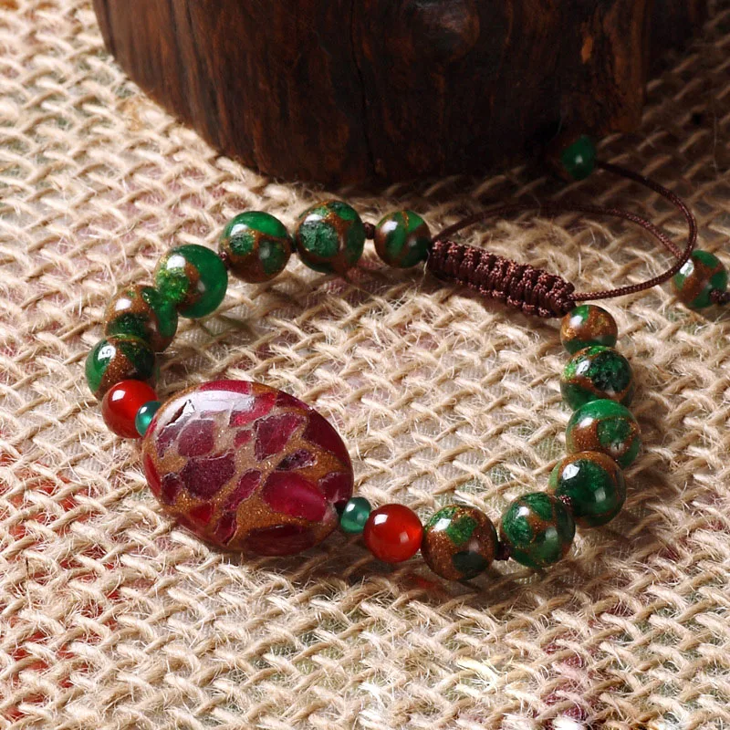 Новый оригинальный браслет с фиолетовыми кристаллами этнический ручной работы