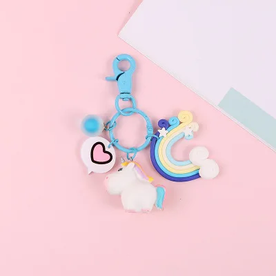FB-4 Модное Радужное животная ПВХ брелок для ключей с единорогом для Для мужчин Для женщин сумка Orna Для мужчин t цепочка для телефона и ключей брелки Porte брелок для ключей с ключевым знаком сумка украшения - Цвет: FB-4
