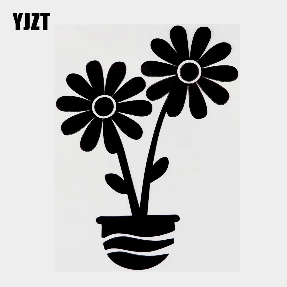 

YJZT 11.6CM×15.5CM Pretty Plants Flower Graphical Car Sticker Decal Black/Silver Vinyl 18B-0664