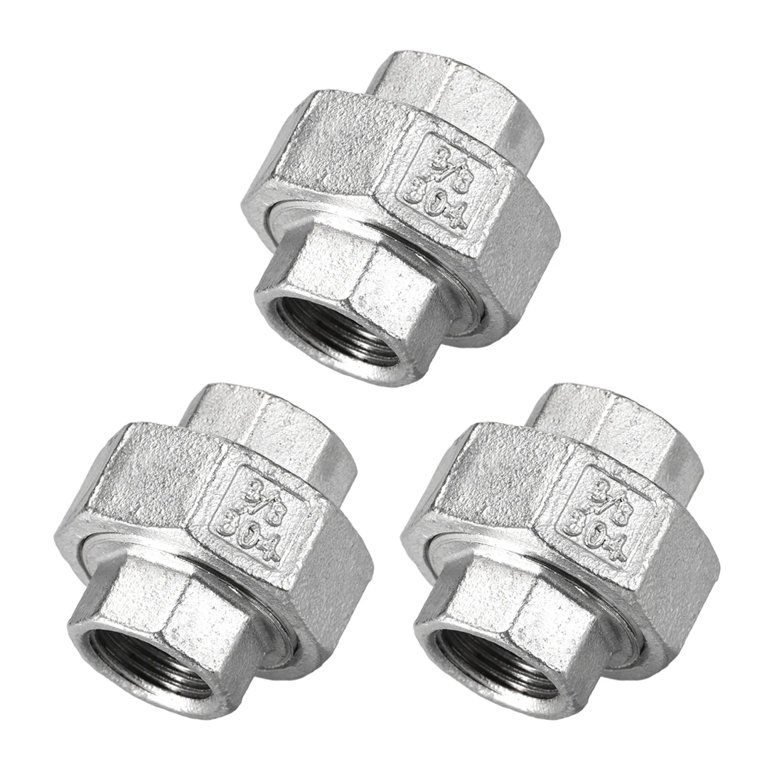 

uxcell Stainless Steel 304 Cast Pipe Fitting Union with Hex Coupling 1/8 PT Female Class 150 3Pcs