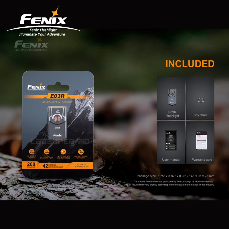 Type-C Charging Fenix E03R All-metal EDC Keychain Flashlight Built-in 200mAh Li-polymer Battery images - 6