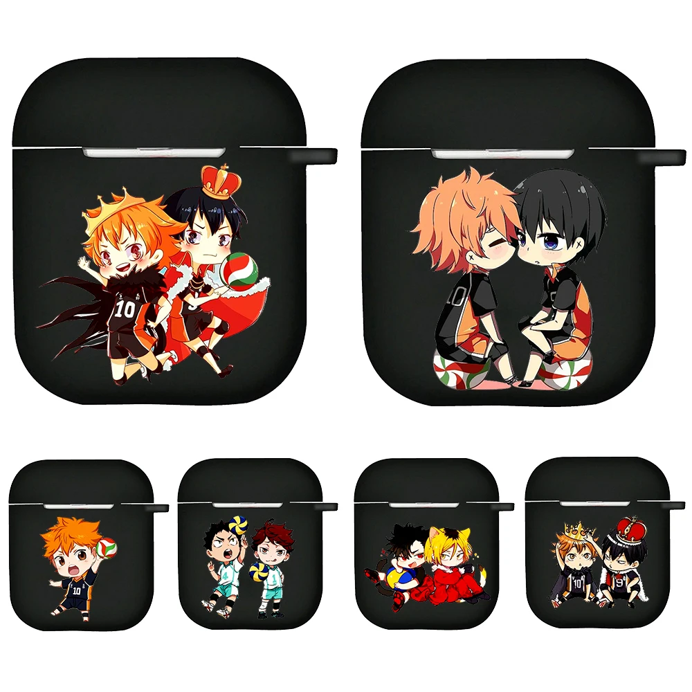 

fashion Haikyuu Hinata Attacks Anime cartoon Earphone Case Charging Box Case For Apple AirPods 2 1 Black Protective Accessories
