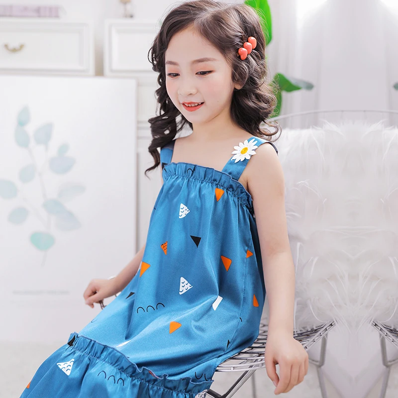 Летняя ночная рубашка для девочек сорочка маленьких с мультяшным рисунком