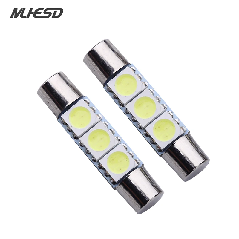 10 шт. авто светодиодный T6.3 5050 3SMD потока купол с фестонами 28 мм 31 Светодиодные