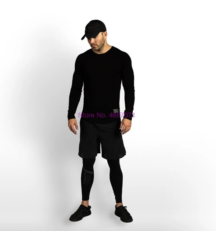 100 шт. мужская спортивная футболка с длинным рукавом | Спорт и развлечения