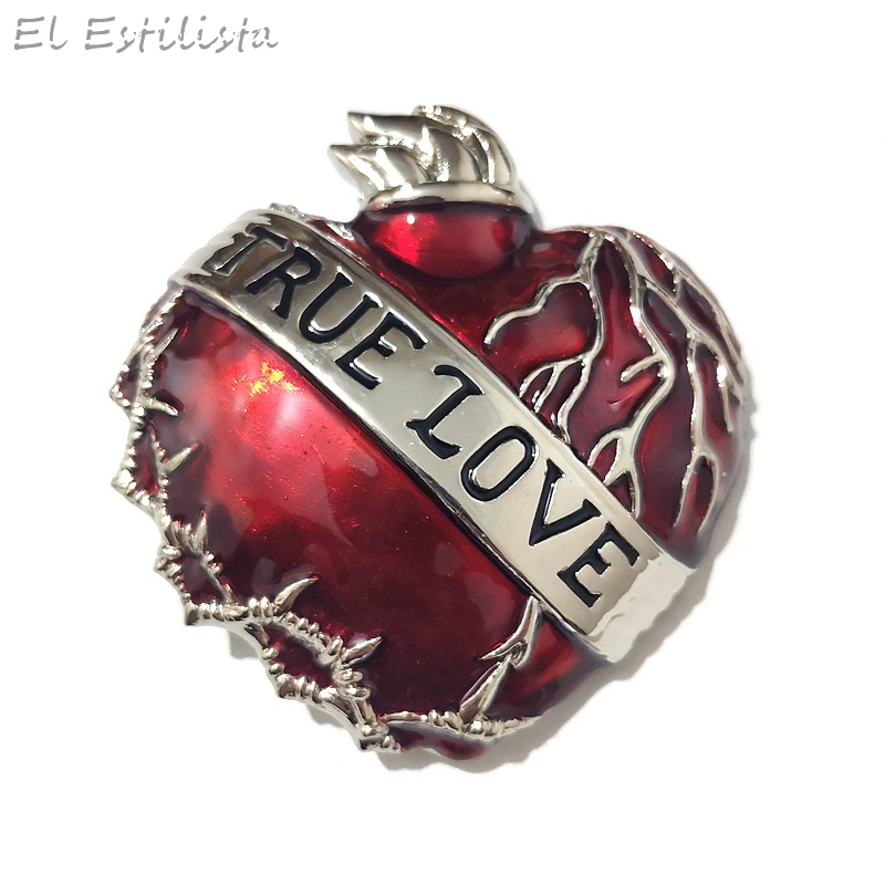 Романтичная красная пряжка для ремня в форме сердца Цветочная металлическая с