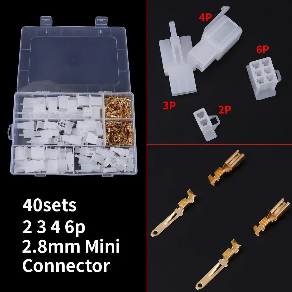 380Pcs/set Auto Car Motorcycle 2.8mm 2 3 4 6 pin Electrical Wire Connector Terminal | Автомобили и мотоциклы