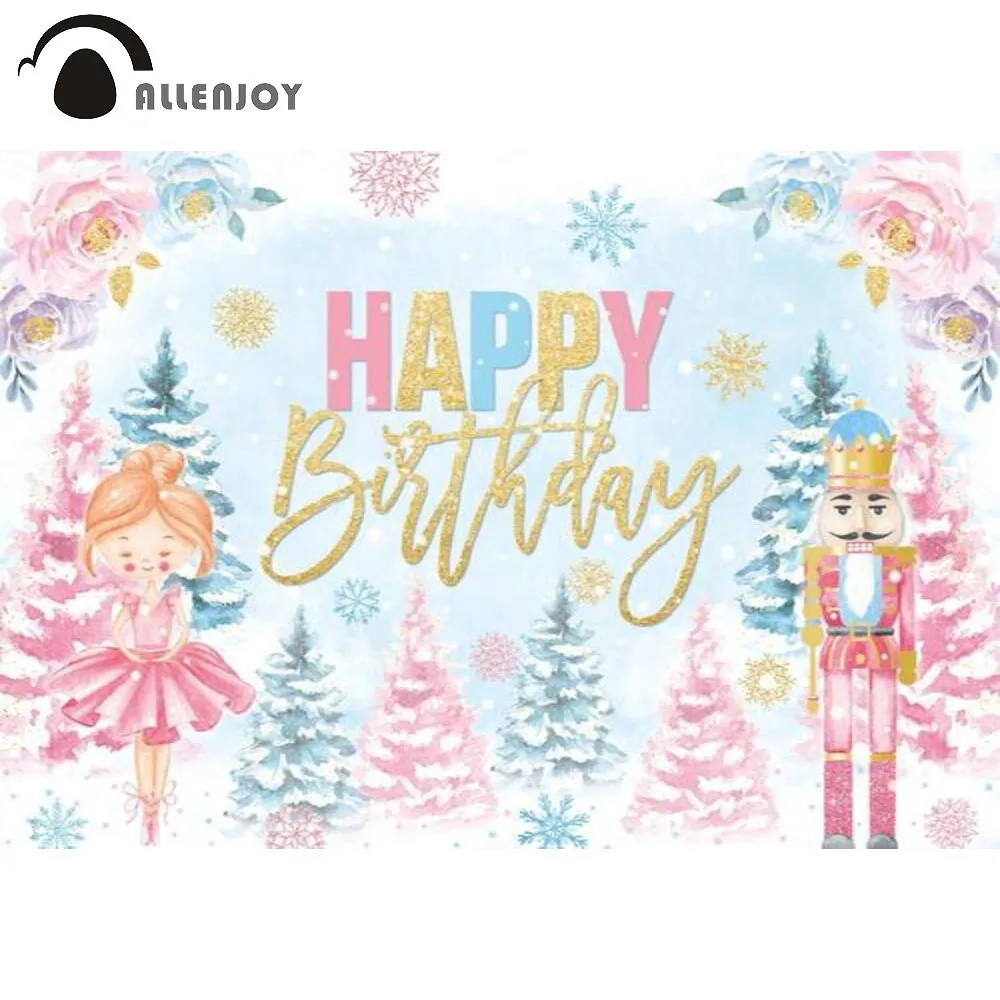 

Allenjoy зимний балет фон девочка принцесса счастливая Рождественская елка День рождения Baby Shower вечеринки декор баннер