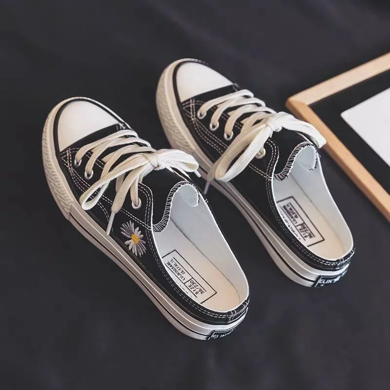 

Little Daisy half drag canvas shoes for women's 2021 spring and summer new student's Korean version versatile shoes