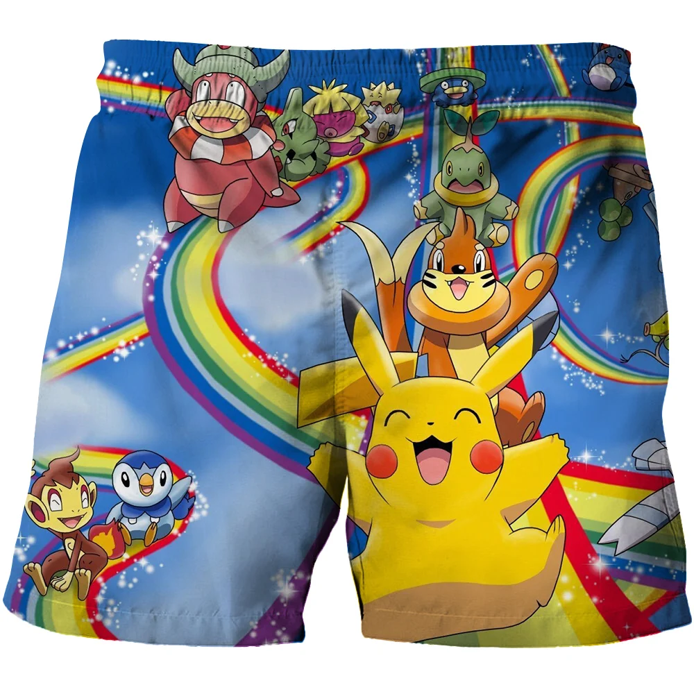 

2021 Summer New Cartoons 3D Print Anime Pikachu Beach Shorts Boys Kids Shorts Summer Teenage Kids Clothes Baby Beach Swimming