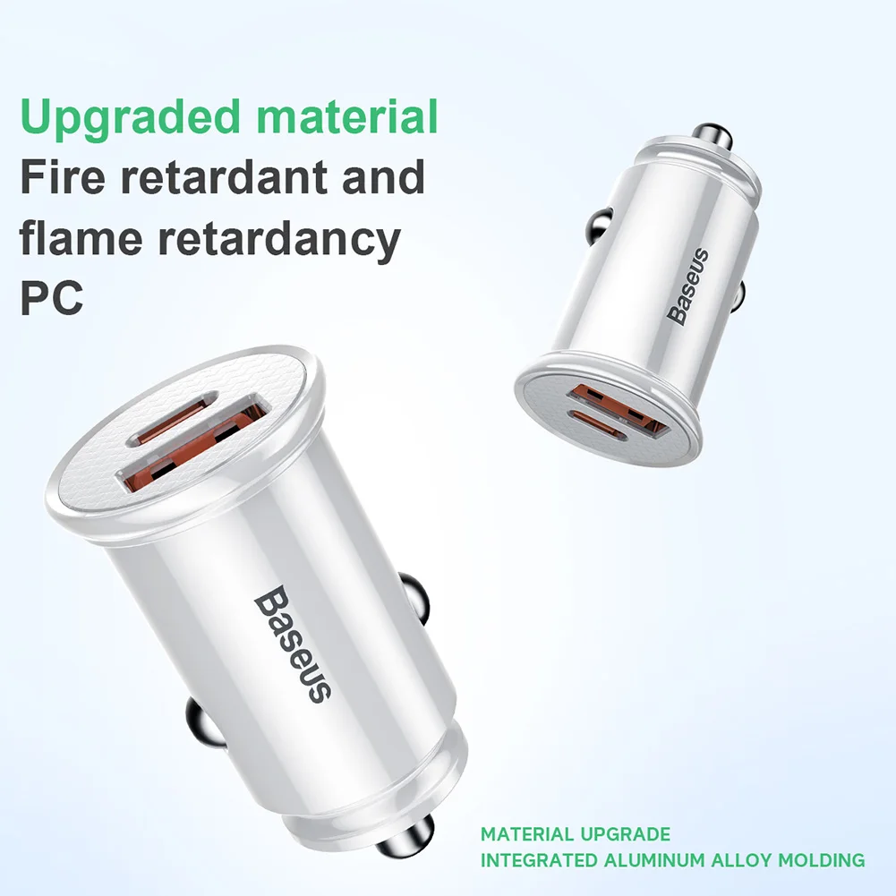 

Baseus 30W USB Car Charger Fast Charge 4.0 3.0 FCP SCP AFC USB PD Fast Charge Car Charger Adapter for Huawei Xiaomi iPhone 12