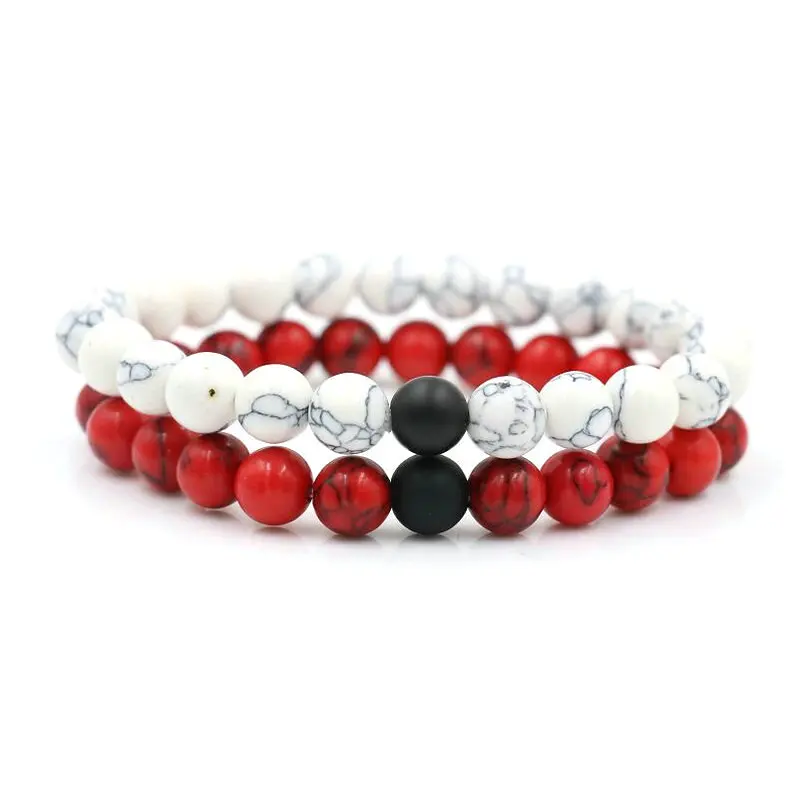 2 шт./компл. Пары Браслет дистанции Классический Натуральный Камень белого и