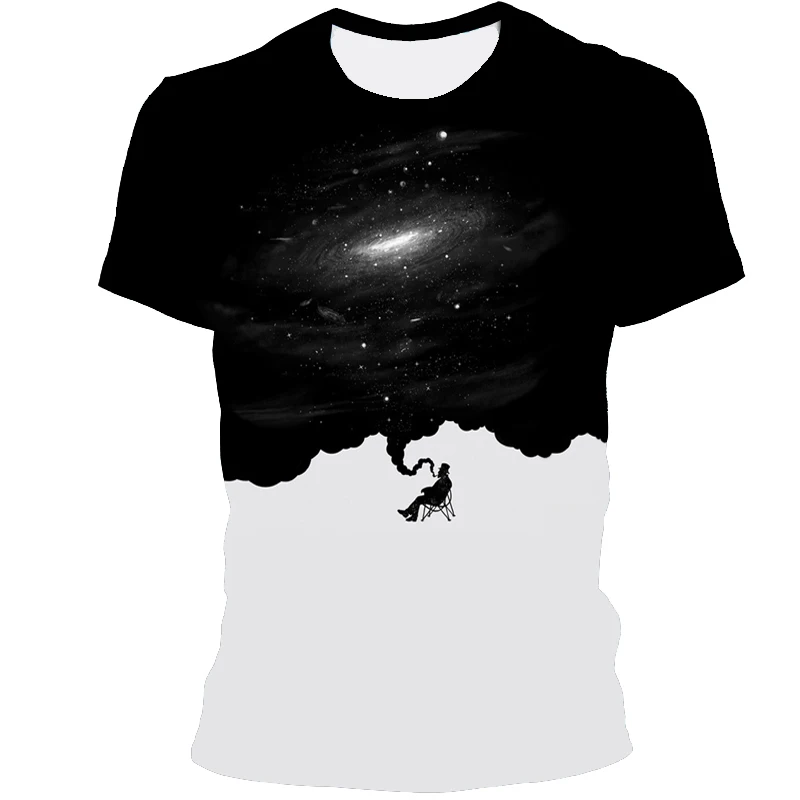 

Printed T-shirt 2021 Summer Hot Sale Men's and Women's Short Sleeve 3D Printed Starry Sky Fun Tops Street Quick-drying Clothing