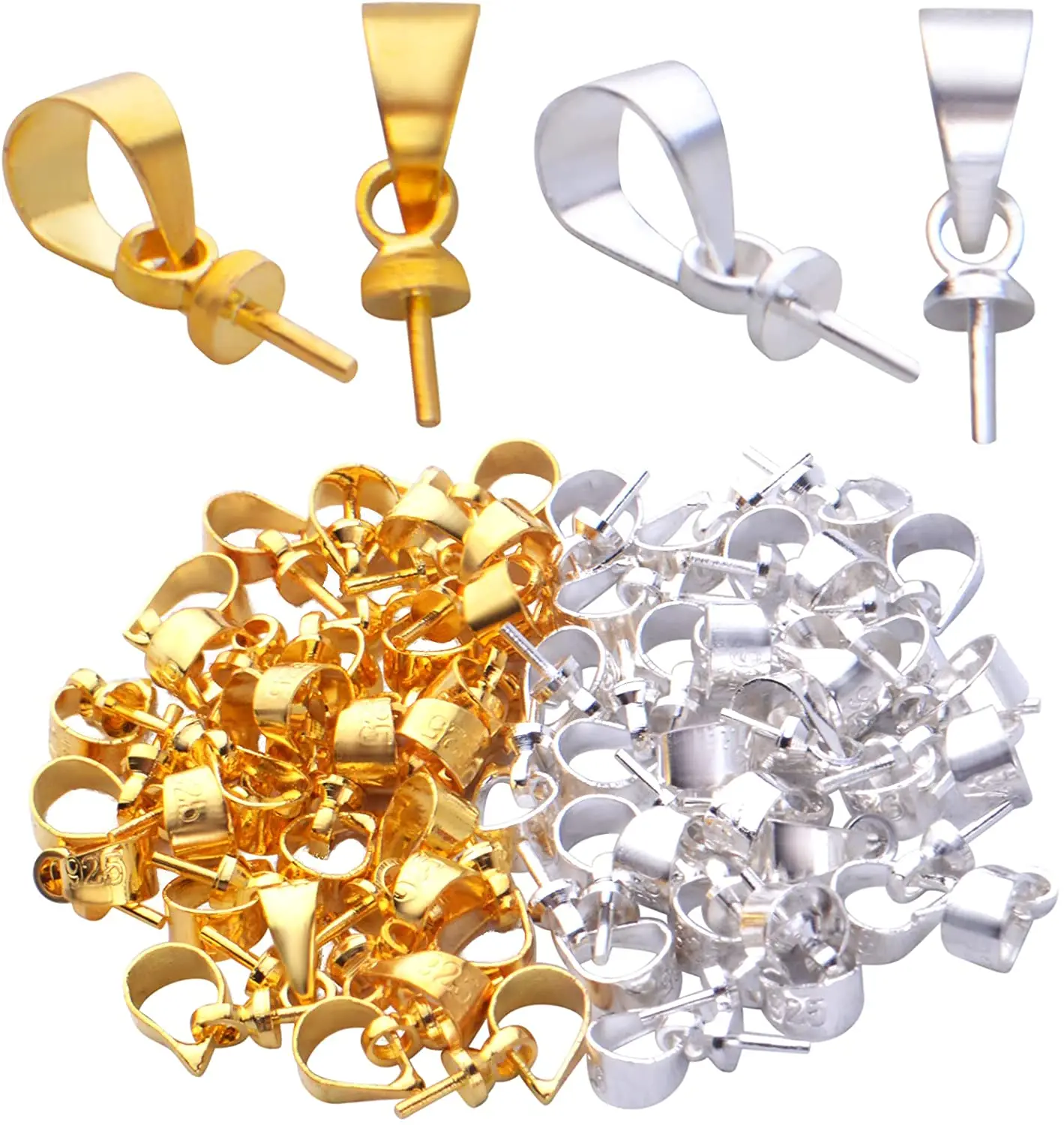 

60 шт., 2 цвета, колпачки для булавок, латунные жемчужные булавки для подвесок, коннекторы для полупросверленных бусин