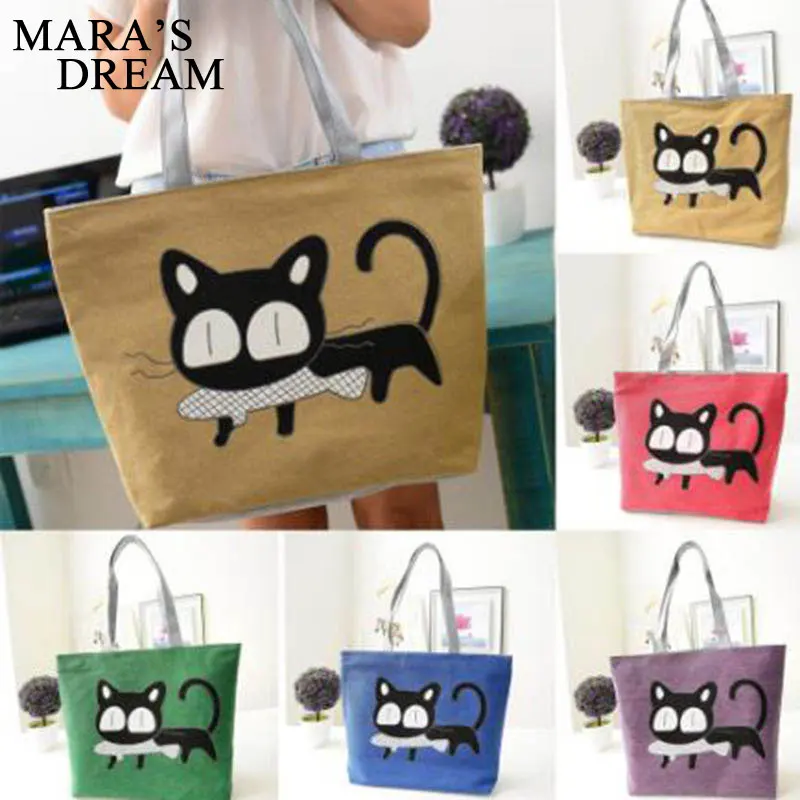 2021 Новый Для женщин сумки Bolso плеча пляжные парусиновая сумка Милая кошка для