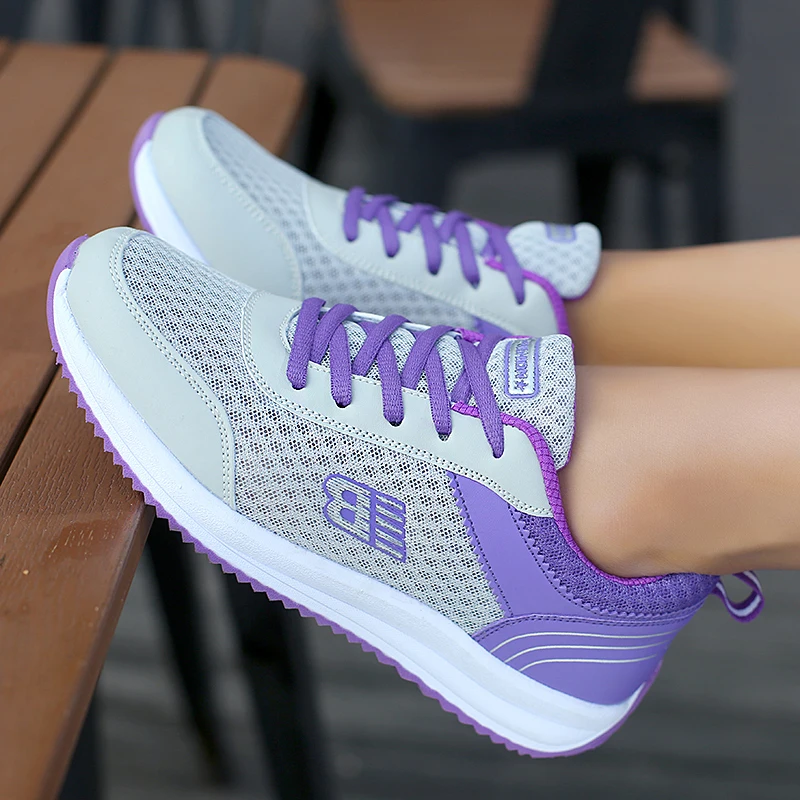 Дышащая сетчатая спортивная женская обувь кроссовки для бега легкая фитнеса