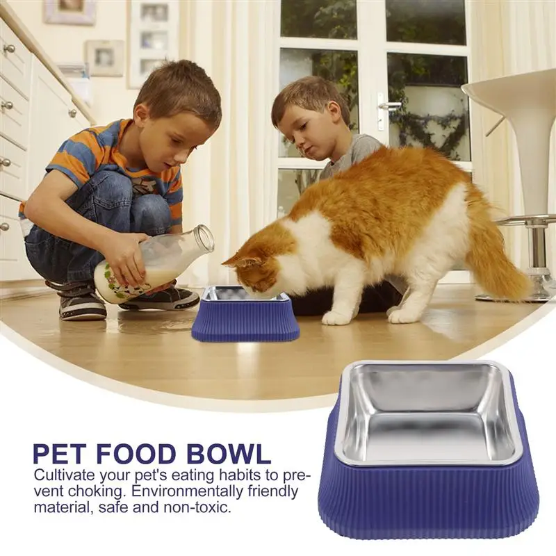 

Anti-skid Cat Food Bowl Stainless Steel Cat Feeder Bowl Water Food Dish