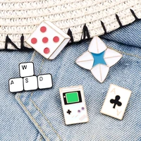 game time game machine keyboard origami dice playing cards brooches fun lapel enamel pins children friends jewelry badge gifts