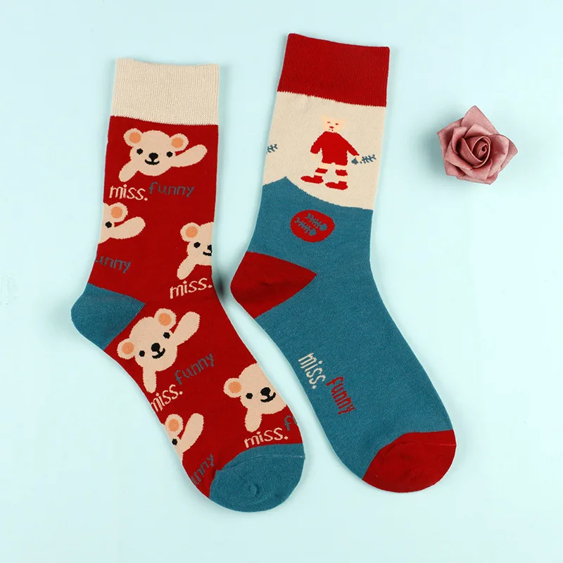 

Spring Summer Casual Sock Women Socks Funny Japanes Novelty Ladies Trend Cartoon Socks Fashion Harajuku Socks Black Cotton Socks