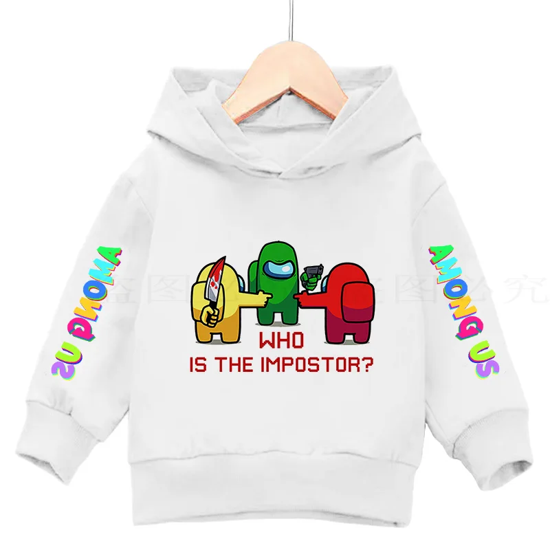 

2021 Solid Color Kids Hoodie Killing Game Cotton Sweatshirt Tops Boys Girls Among Us Cartoon Game Tops Teen Clothes Autumn