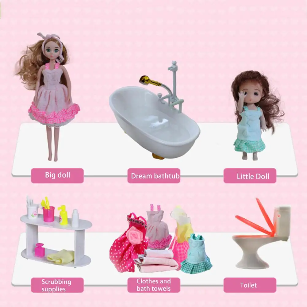 Bathroom Furniture Doll Set Toilet Automatic Bathtub Fashion Reborn Baby Toy For Children Birthday Gifts | Игрушки и хобби