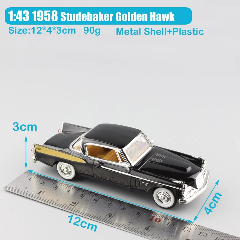 1:43 Масштаб дети 1958 Studebaker Golden Hawk Винтаж hardtop купе литые автомобили металлическая модель старый автомобиль игрушки подарок для коллекции