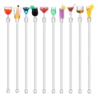 Милая Коктейльная Миксер для напитков, 10 шт., 23 см, смешивающие палочки с цветным ярким миниатюрным аксессуаром (случайный цвет)