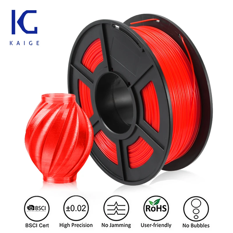 

KAIGE PETG 1kg 1.75mm Red 3D Printer Filament PETG 3D PRINT Petg ласик Tolerance +-0.02MM Good Acid And Alkali Resistance