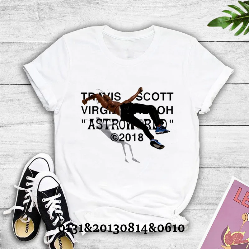 

Travis Scott virgil abloh printed T-shirt for ladies Best quality hip-hop Astroworld T-shirt Summer casual women's T-shirt top