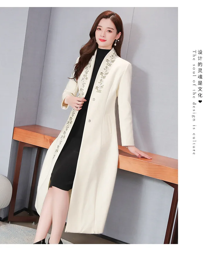Женское осеннее и зимнее пальто китайский cheongsam ретро китайский стиль Hanfu улучшенное плотное шерстяное кружевное пальто