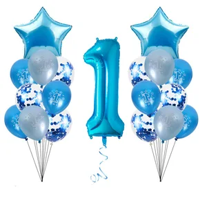 Набор воздушных шаров из фольги синий один