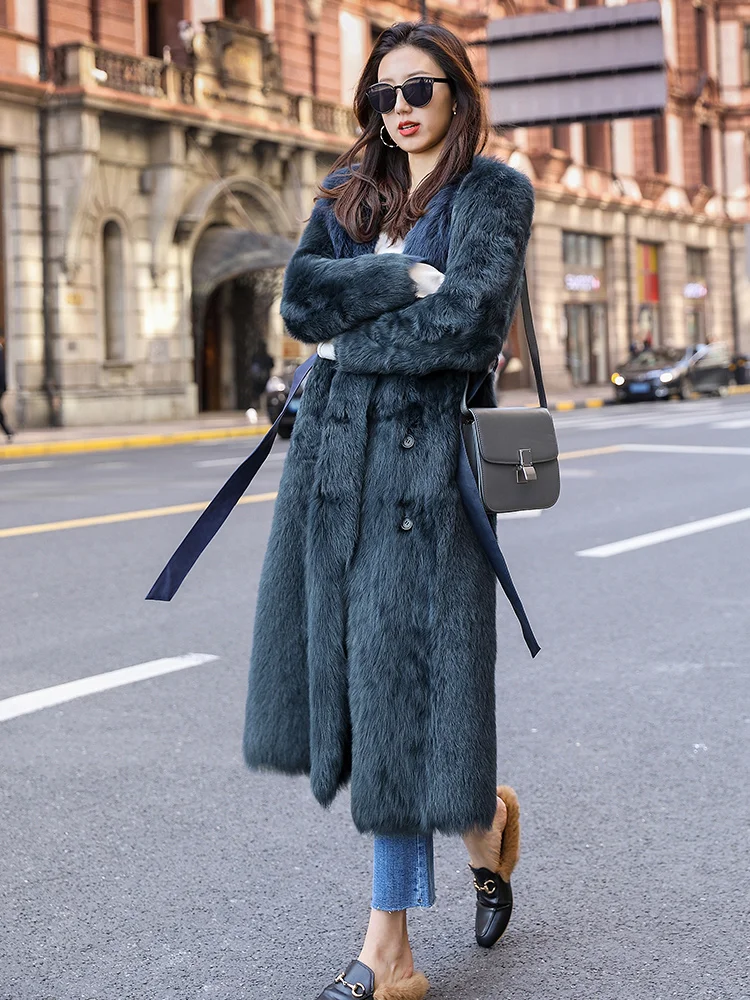 

JCHB 2021 Natural Fur Coat Women Long Female Real Sheep Fur Jacket Winter Clothes Korean Coats and Jackets Ropa De Mujer LJ98057